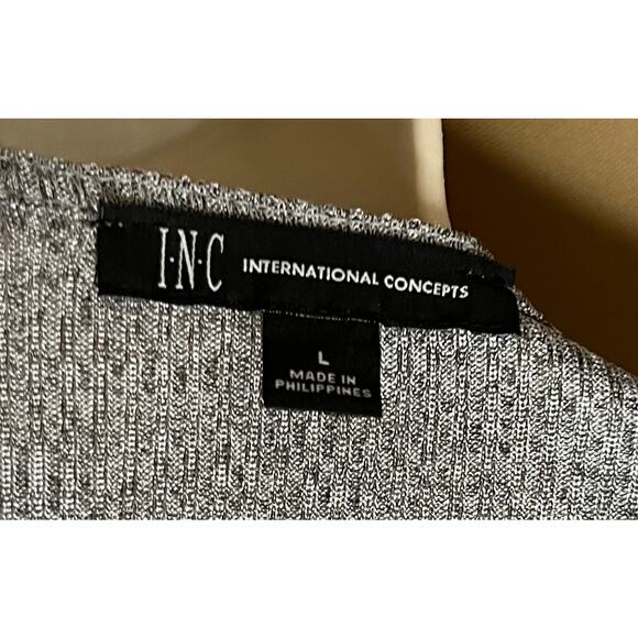 INC Ethereal Silver Criss-Cross Shine Top L NWT - Picture 5 of 6